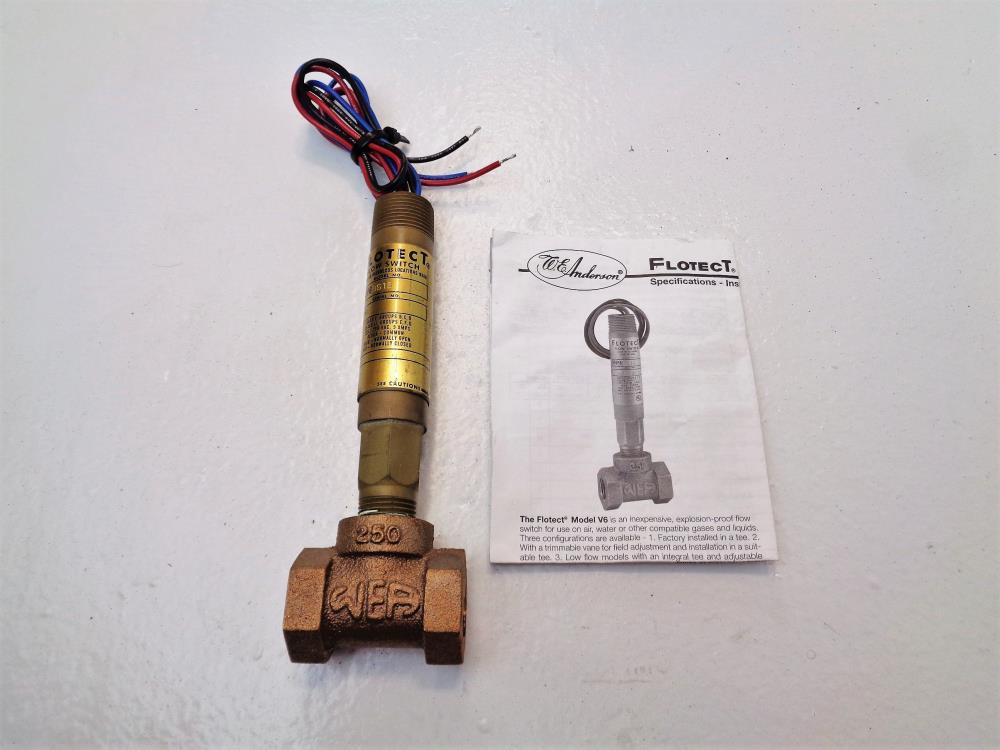 W.E. Anderson Flotect Flow Switch, 1/2" NPT Bronze, V6EPBBS1B